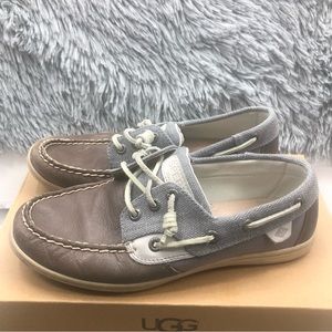 Sperry Top Sider Loafers Shoes Womens Size 7 Gray Boat Slip On Leather 2 tone